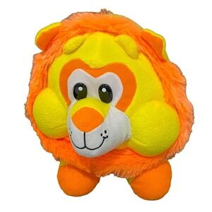 Peek a Boo Toys Round Lion Plush 8" Novelty Neon Colors Funny Big Eyes Kitschy